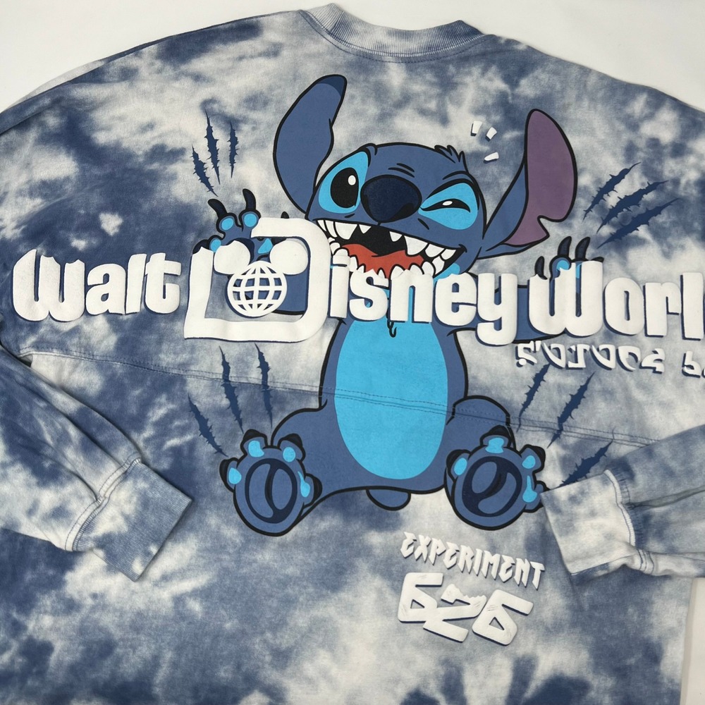 Disneyworld Stitch Experiment 626 Tie Dye Spirit Jersey Blue White XS